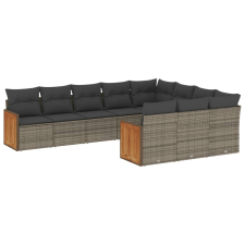 vidaXL 10 részes szürke polyrattan kerti ülőgarnitúra párnákkal (3228020) kerti bútor