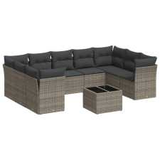 vidaXL 10 részes szürke polyrattan kerti ülőgarnitúra párnákkal (3249979) kerti bútor