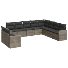 vidaXL 10 részes szürke polyrattan kerti ülőgarnitúra párnákkal (3251507) kerti bútor