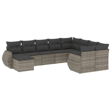 vidaXL 10 részes szürke polyrattan kerti ülőgarnitúra párnákkal (3254197) kerti bútor