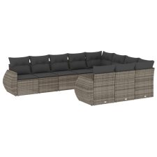 vidaXL 10 részes szürke polyrattan kerti ülőgarnitúra párnákkal (3254227) kerti bútor