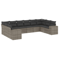 vidaXL 10 részes szürke polyrattan kerti ülőgarnitúra párnákkal (3255407) kerti bútor