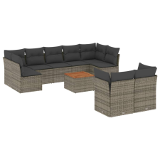 vidaXL 10 részes szürke polyrattan kerti ülőgarnitúra párnákkal (3256144) kerti bútor