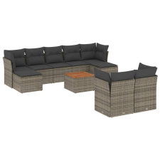 vidaXL 10 részes szürke polyrattan kerti ülőgarnitúra párnákkal (3256207) kerti bútor