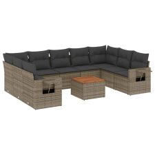 vidaXL 10 részes szürke polyrattan kerti ülőgarnitúra párnákkal (3257040) kerti bútor