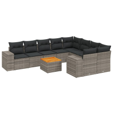 vidaXL 10 részes szürke polyrattan kerti ülőgarnitúra párnákkal (3257936) kerti bútor