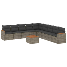 vidaXL 10 részes szürke polyrattan kerti ülőgarnitúra párnákkal (3258469) kerti bútor