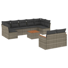 vidaXL 10 részes szürke polyrattan kerti ülőgarnitúra párnákkal (3258700) kerti bútor