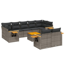 vidaXL 10 részes szürke polyrattan kerti ülőgarnitúra párnákkal (3259540) kerti bútor