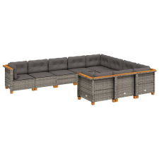 vidaXL 10 részes szürke polyrattan kerti ülőgarnitúra párnákkal (3262032) kerti bútor