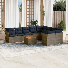 vidaXL 10 részes szürke polyrattan kerti ülőgarnitúra párnával kerti bútor