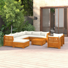 vidaXL 10 részes tömör akácfa kerti ülőgarnitúra párnákkal kerti bútor