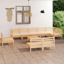 vidaXL 10 részes tömör fenyőfa kerti ülőgarnitúra kerti bútor