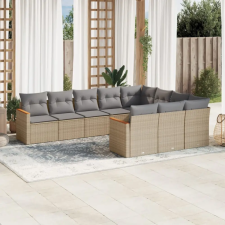 vidaXL 10 részes vegyes bézs polyrattan kerti ülőgarnitúra párnákkal kerti bútor