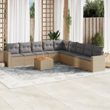 vidaXL 10 részes vegyes bézs polyrattan kerti ülőgarnitúra párnákkal kerti bútor
