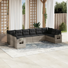 vidaXL 10 részes világosszürke polyrattan kerti ülőgarnitúra párnákkal kerti bútor