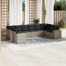 vidaXL 10 részes világosszürke polyrattan kerti ülőgarnitúra párnákkal kerti bútor