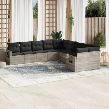vidaXL 10 részes világosszürke polyrattan kerti ülőgarnitúra párnákkal kerti bútor