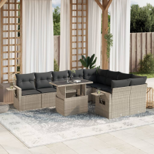vidaXL 10 részes világosszürke polyrattan kerti ülőgarnitúra párnákkal kerti bútor