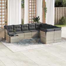vidaXL 10 részes világosszürke polyrattan kerti ülőgarnitúra párnákkal kerti bútor