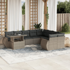 vidaXL 10 részes világosszürke polyrattan kerti ülőgarnitúra párnákkal kerti bútor