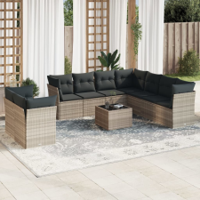vidaXL 10 részes világosszürke polyrattan kerti ülőgarnitúra párnákkal kerti bútor