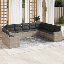 vidaXL 10 részes világosszürke polyrattan kerti ülőgarnitúra párnákkal kerti bútor