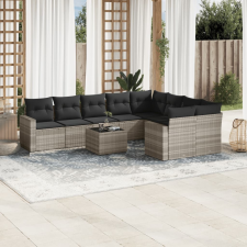 vidaXL 10 részes világosszürke polyrattan kerti ülőgarnitúra párnákkal kerti bútor
