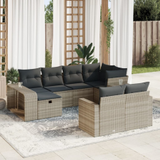 vidaXL 10 részes világosszürke polyrattan kerti ülőgarnitúra párnákkal kerti bútor