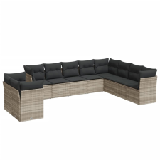 vidaXL 10 részes világosszürke polyrattan kerti ülőgarnitúra párnákkal (3217862) kerti bútor