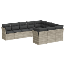 vidaXL 10 részes világosszürke polyrattan kerti ülőgarnitúra párnákkal (3218222) kerti bútor