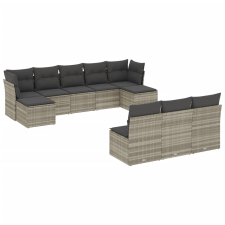vidaXL 10 részes világosszürke polyrattan kerti ülőgarnitúra párnákkal (3218292) kerti bútor