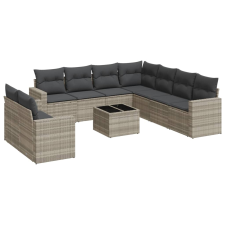 vidaXL 10 részes világosszürke polyrattan kerti ülőgarnitúra párnákkal (3219152) kerti bútor
