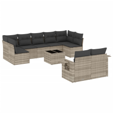 vidaXL 10 részes világosszürke polyrattan kerti ülőgarnitúra párnákkal (3220631) kerti bútor