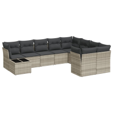 vidaXL 10 részes világosszürke polyrattan kerti ülőgarnitúra párnákkal (3250031) kerti bútor