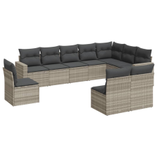 vidaXL 10 részes világosszürke polyrattan kerti ülőgarnitúra párnákkal (3251449) kerti bútor