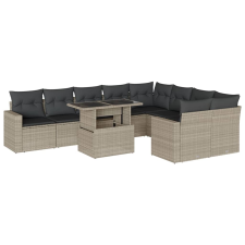 vidaXL 10 részes világosszürke polyrattan kerti ülőgarnitúra párnákkal (3267502) kerti bútor