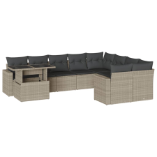 vidaXL 10 részes világosszürke polyrattan kerti ülőgarnitúra párnákkal (3267512) kerti bútor
