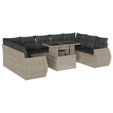 vidaXL 10 részes világosszürke polyrattan kerti ülőgarnitúra párnákkal (3268742) kerti bútor
