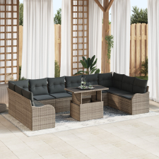 vidaXL 11 Darabos Kertibútor Szett Párnákkal Szürke Polyrattan kerti bútor