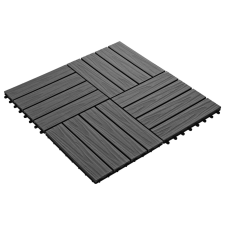 vidaXL 11 db (1 m2) fekete dombornyomott WPC burkolólap 30x30 cm (45036) járólap