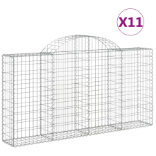vidaXL 11 db íves horganyzott vas gabion kosár 200x30x100/120 cm (3146119) kerti tárolás
