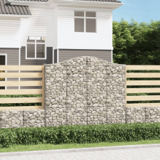 vidaXL 11 db íves horganyzott vas gabion kosár 200x30x180/200 cm kerti dekoráció