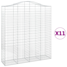 vidaXL 11 db íves horganyzott vas gabion kosár 200x50x220/240 cm (3145775) kerti tárolás