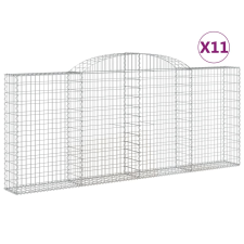 vidaXL 11 db íves horganyzott vas gabion kosár 300x30x120/140 cm (3146548) kerti tárolás
