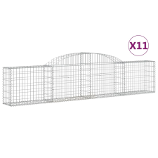 vidaXL 11 db íves horganyzott vas gabion kosár 300x30x60/80 cm (3146494) kerti tárolás