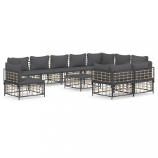 vidaXL 11 részes antracitszürke polyrattan kerti ülőgarnitúra párnával kerti bútor