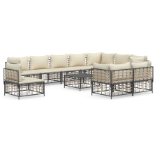 vidaXL 11 részes antracitszürke polyrattan kerti ülőgarnitúra párnával (3186806) kerti bútor
