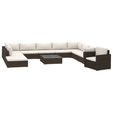 vidaXL 11 részes barna polyrattan kerti bútorszett párnákkal (46789) kerti bútor
