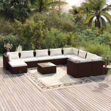 vidaXL 11 részes barna polyrattan kerti ülőgarnitúra párnákkal kerti bútor